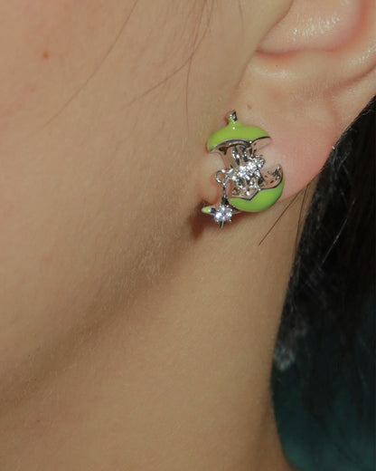 Tilly Green Apple Star Silver Stud Earrings