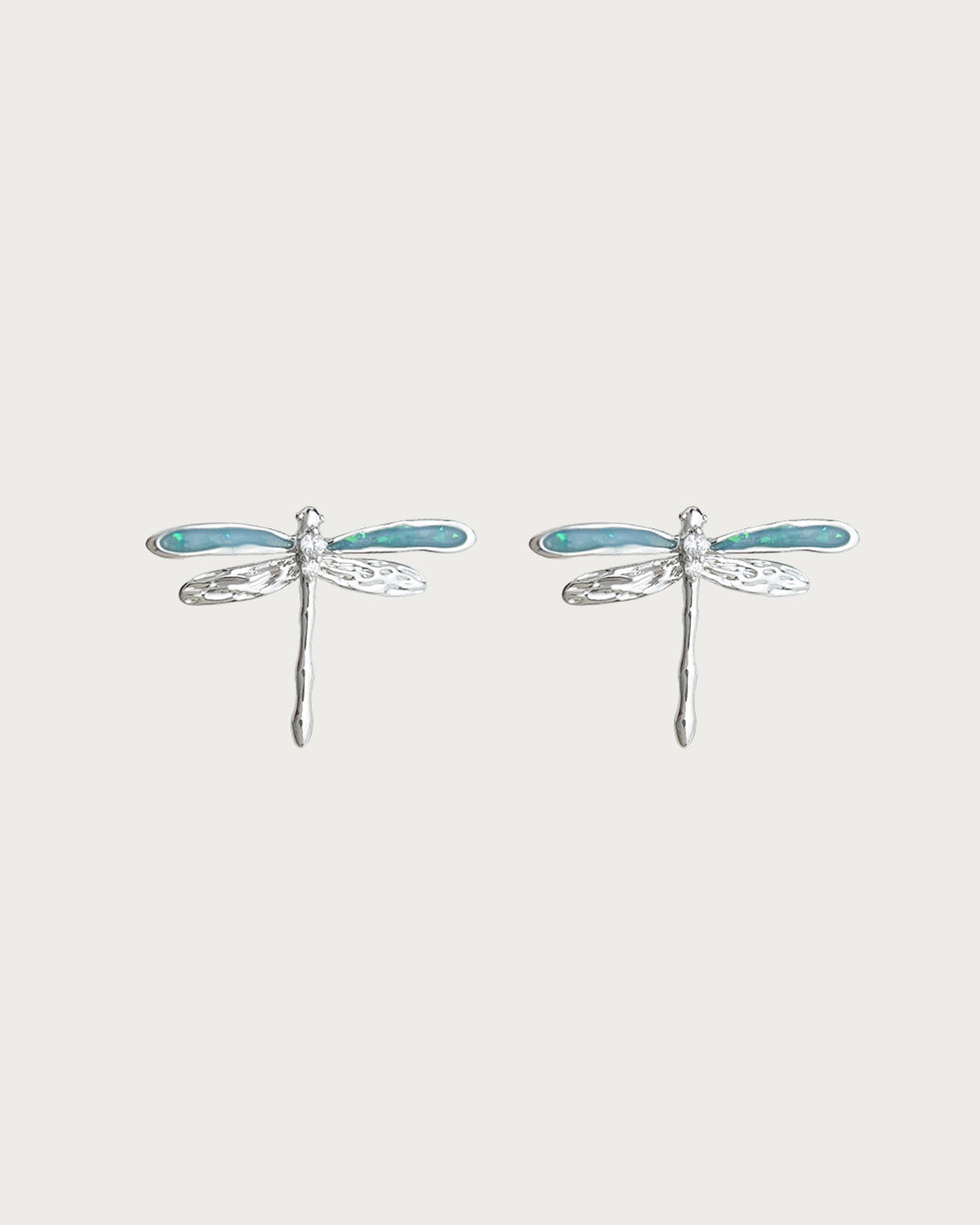 Alouette Blue Dragonfly Silver Stud Earrings