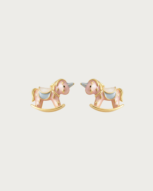 Carouselia Starlight Unicorn Golden Stud Earrings