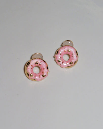 Fifi Sweet Pink Glaze Golden Stud Earrings