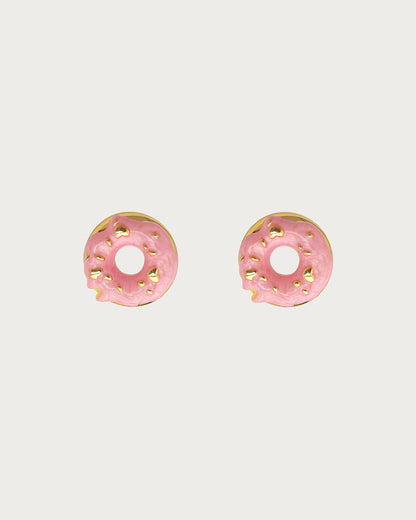 Fifi Sweet Pink Glaze Golden Stud Earrings