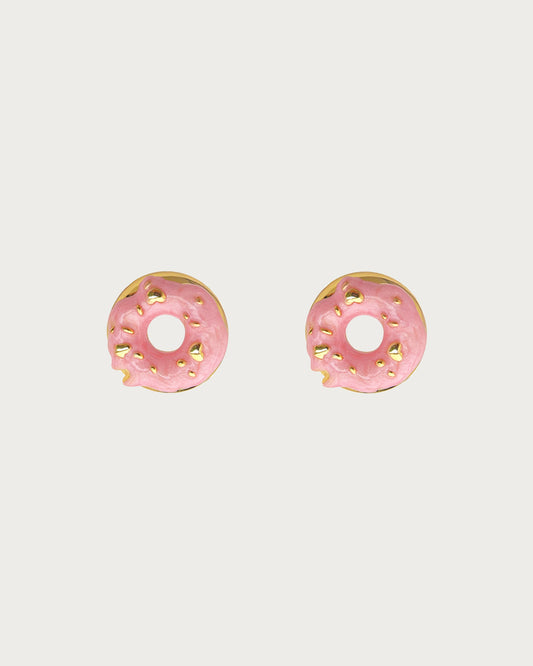 Fifi Sweet Pink Glaze Golden Stud Earrings