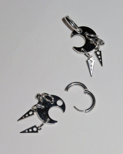 Cassidy Crescent Cut Spike Silver Hoop Earrings