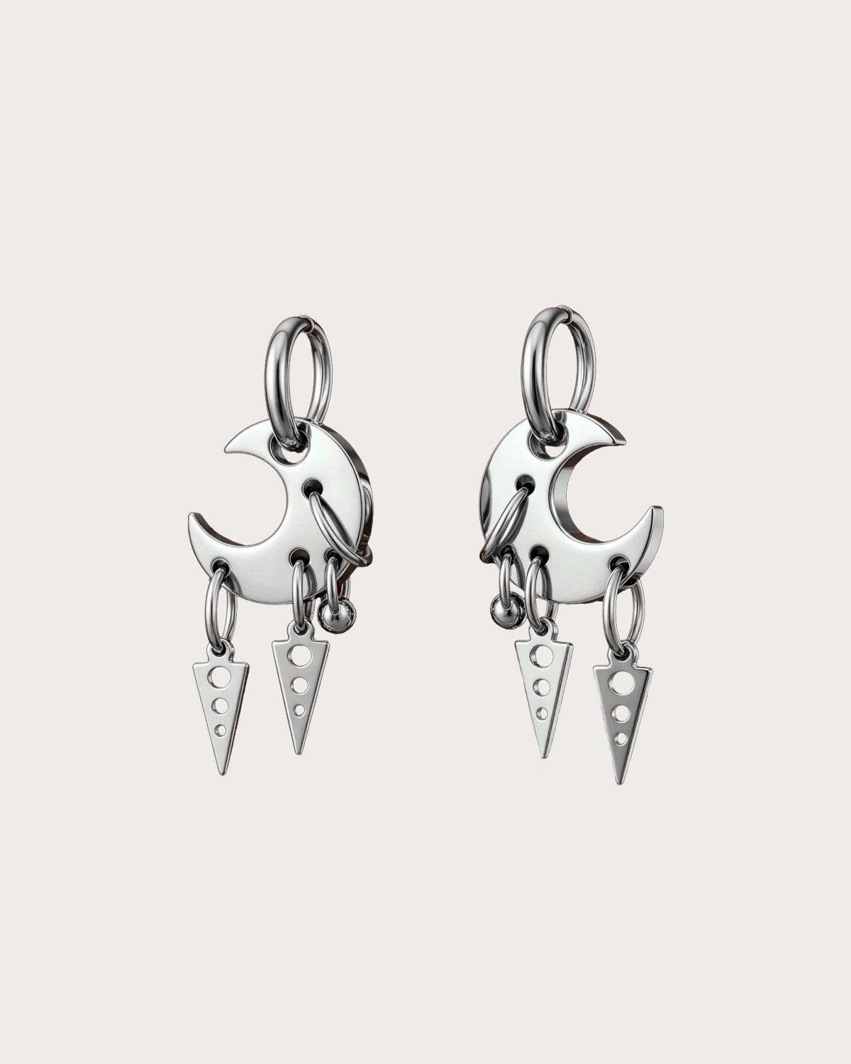 Cassidy Crescent Cut Spike Silver Hoop Earrings