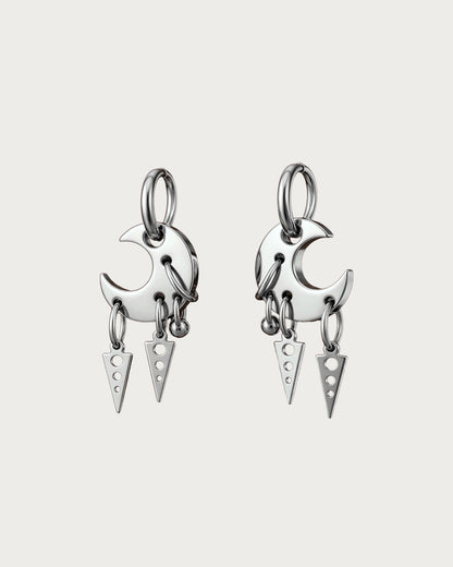 Cassidy Crescent Cut Spike Silver Hoop Earrings