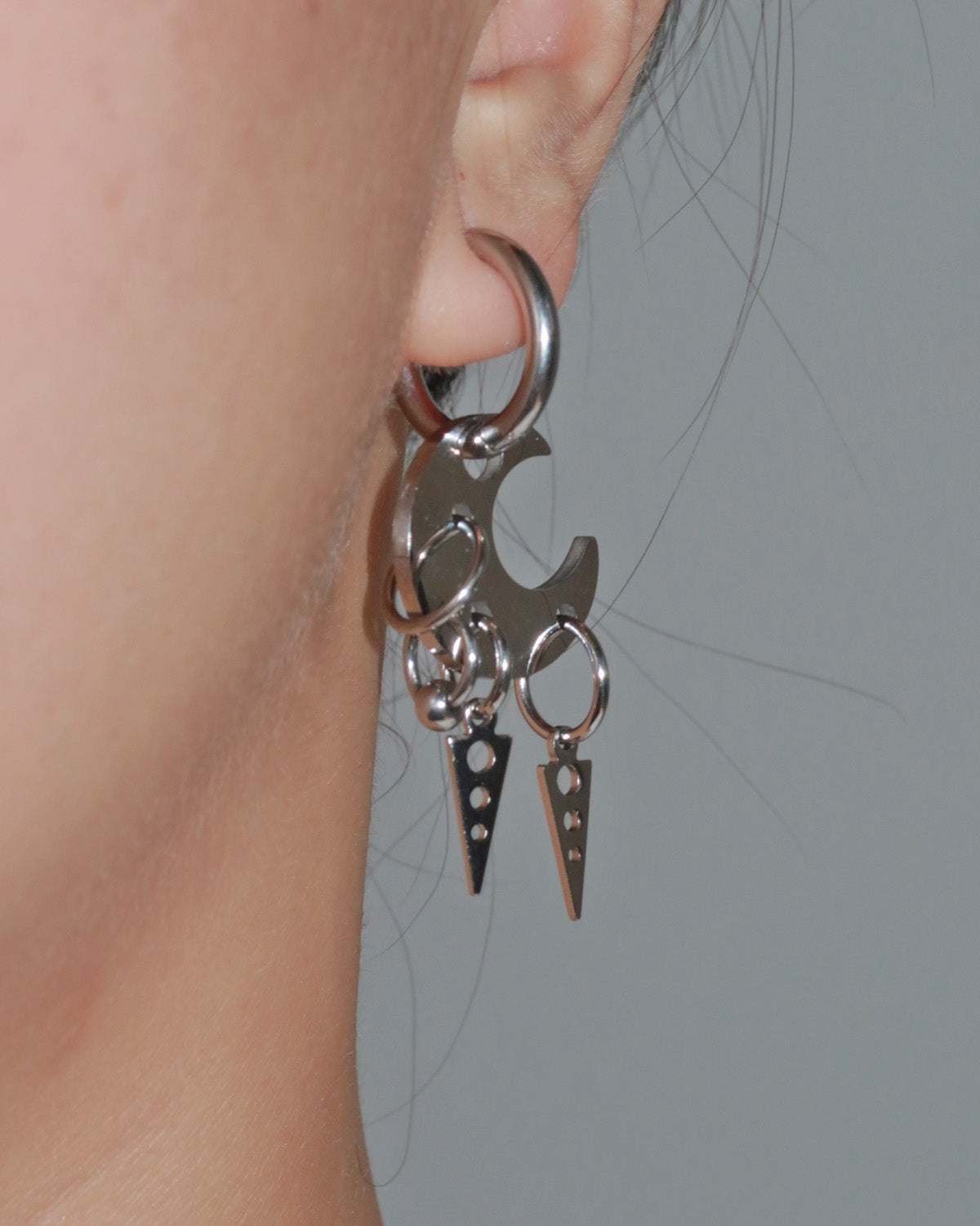 Cassidy Crescent Cut Spike Silver Hoop Earrings – Formeily