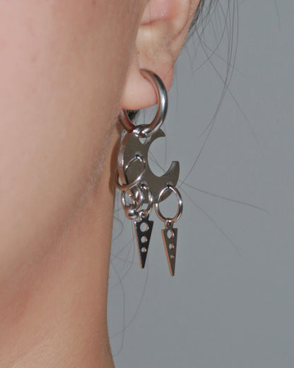 Cassidy Crescent Cut Spike Silver Hoop Earrings