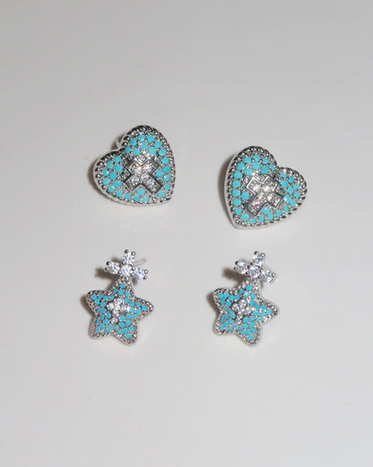 Bianca Sapphire Guardian Star Silver Stud Earrings