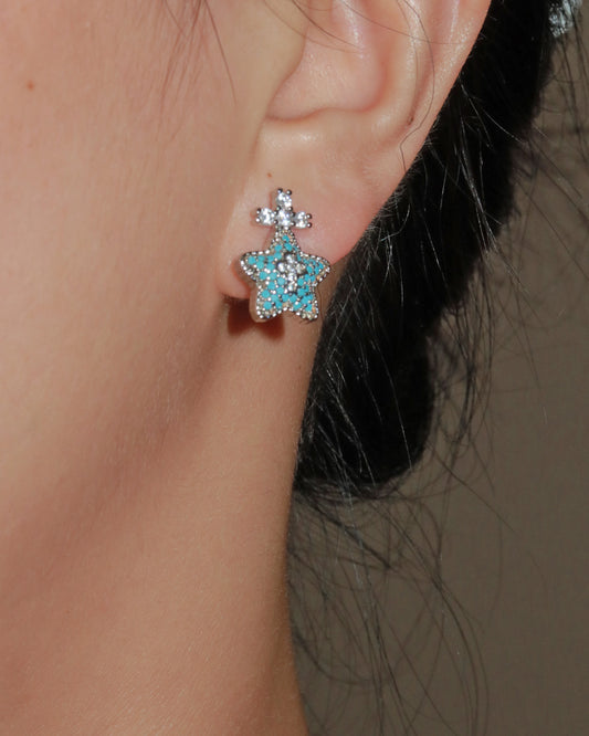 Bianca Sapphire Guardian Star Silver Stud Earrings