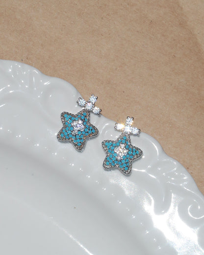 Bianca Sapphire Guardian Star Silver Stud Earrings