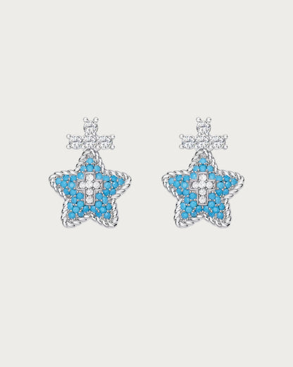 Bianca Sapphire Guardian Star Silver Stud Earrings