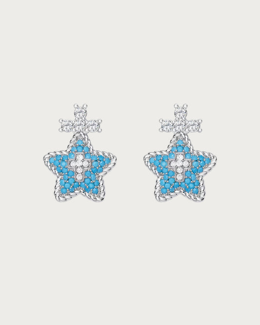Bianca Sapphire Guardian Star Silver Stud Earrings