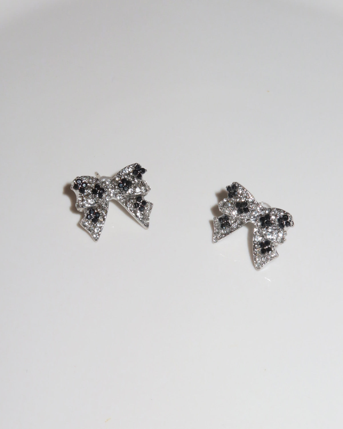 Reese Noir Bow Silver Stud Earrings