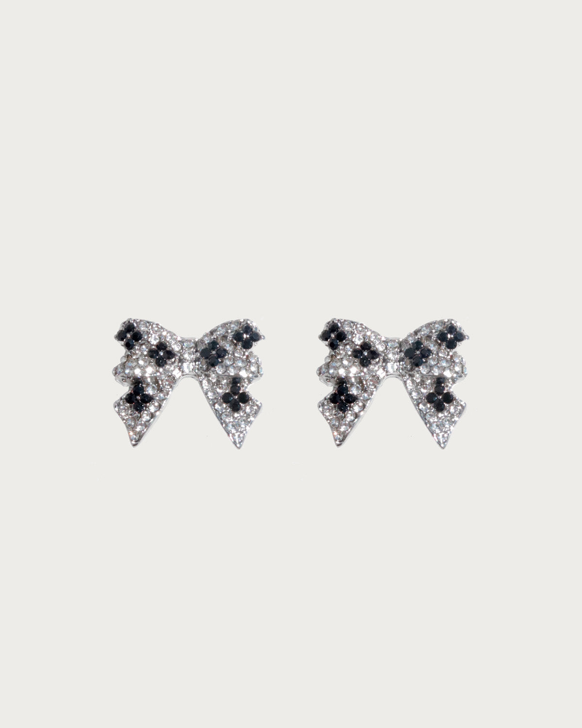 Reese Noir Bow Silver Stud Earrings