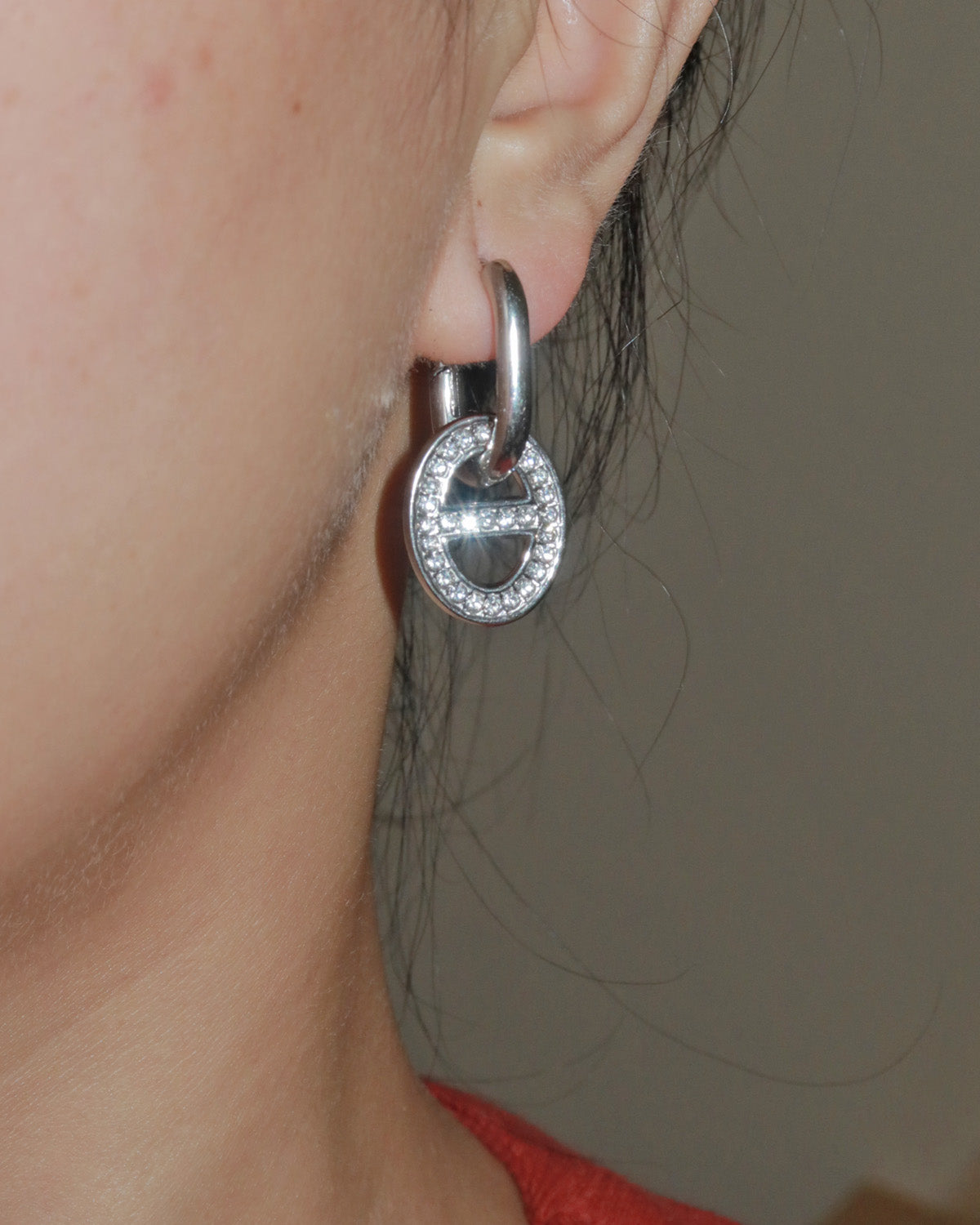 Delaney Pavé Silver Hoop Earrings