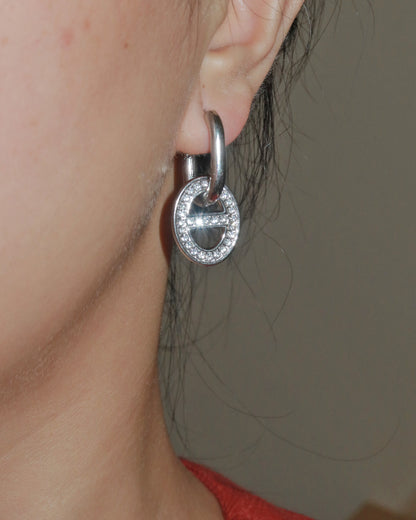 Delaney Pavé Silver Hoop Earrings