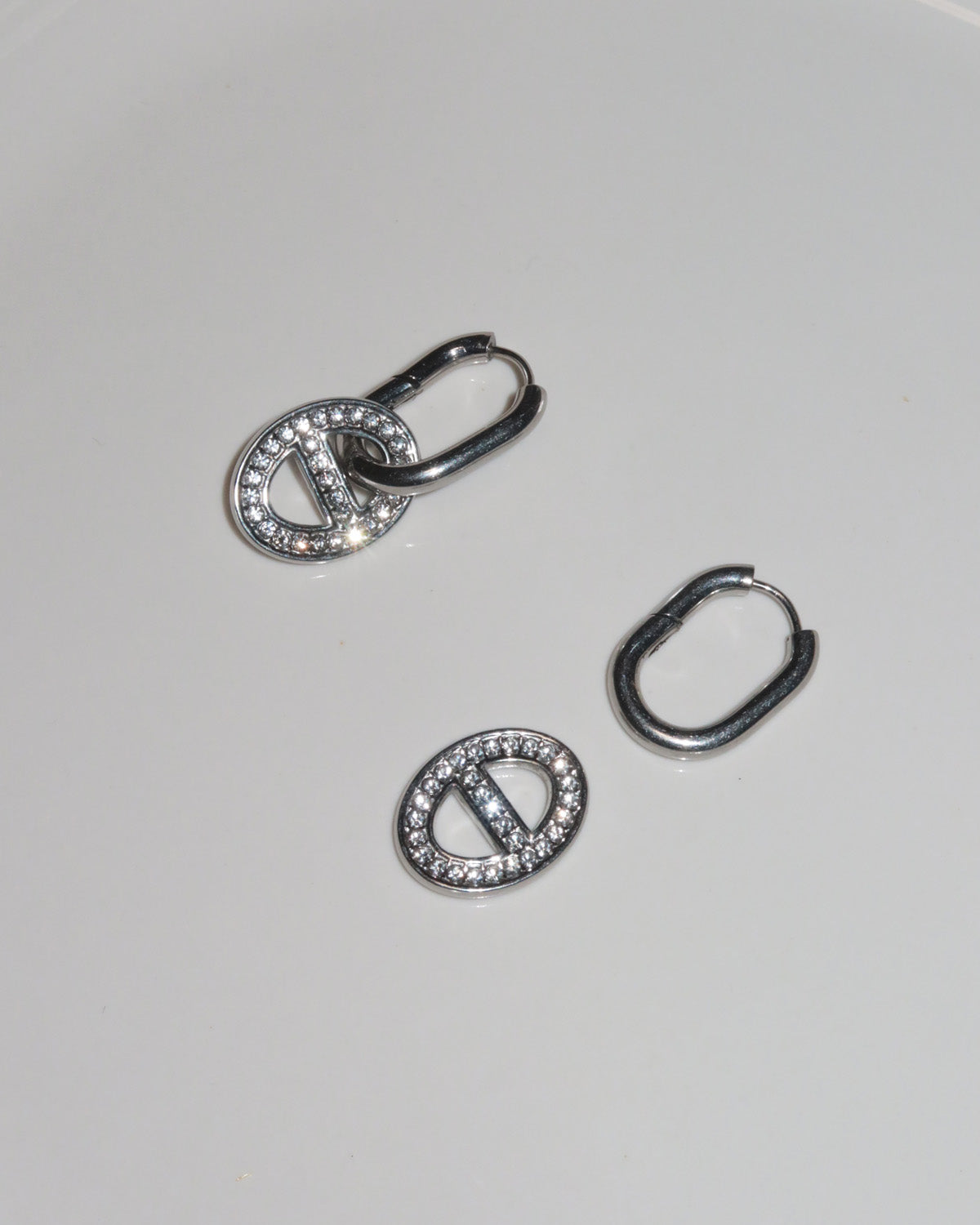 Delaney Pavé Silver Hoop Earrings