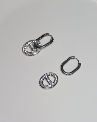 Delaney Pavé Silver Hoop Earrings