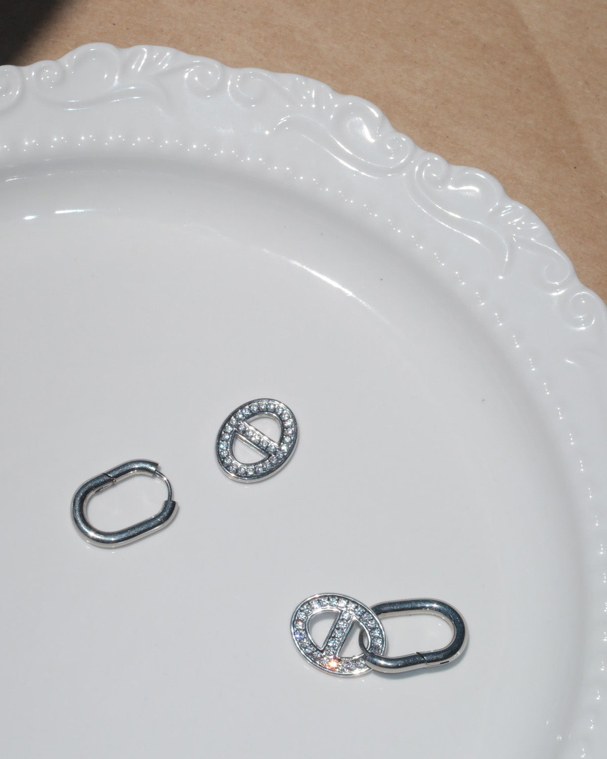 Delaney Pavé Silver Hoop Earrings
