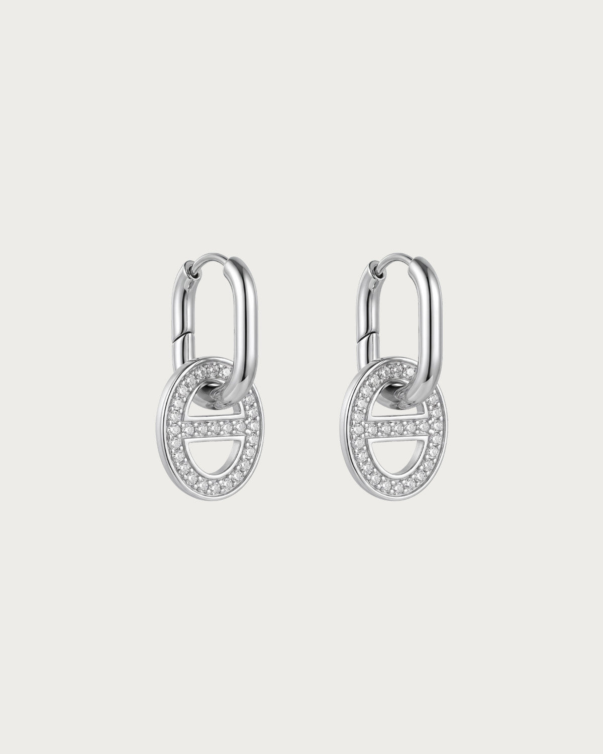 Delaney Pavé Silver Hoop Earrings