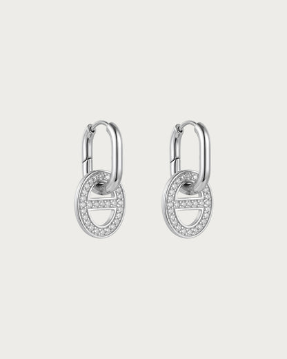 Delaney Pavé Silver Hoop Earrings