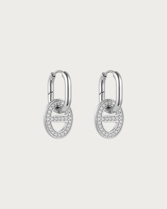 Delaney Pavé Silver Hoop Earrings