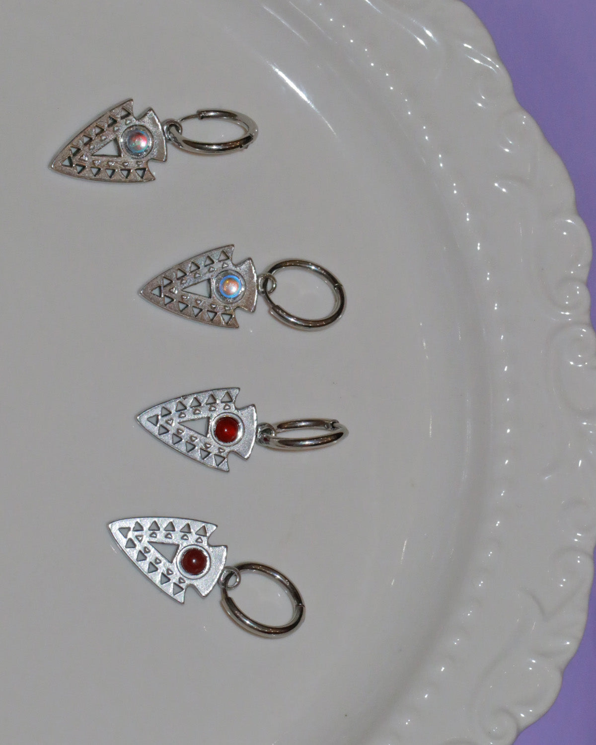 Nyra Tribal Arrowhead Silver Hoop Earrings