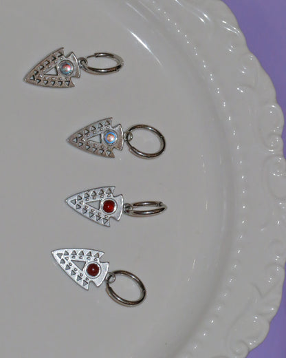 Nyra Tribal Arrowhead Silver Hoop Earrings