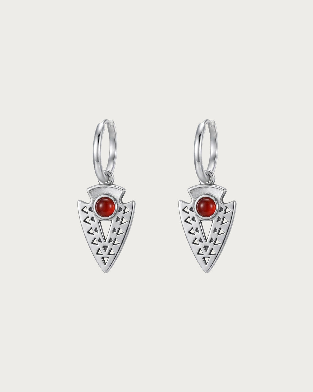 Nyra Tribal Arrowhead Silver Hoop Earrings