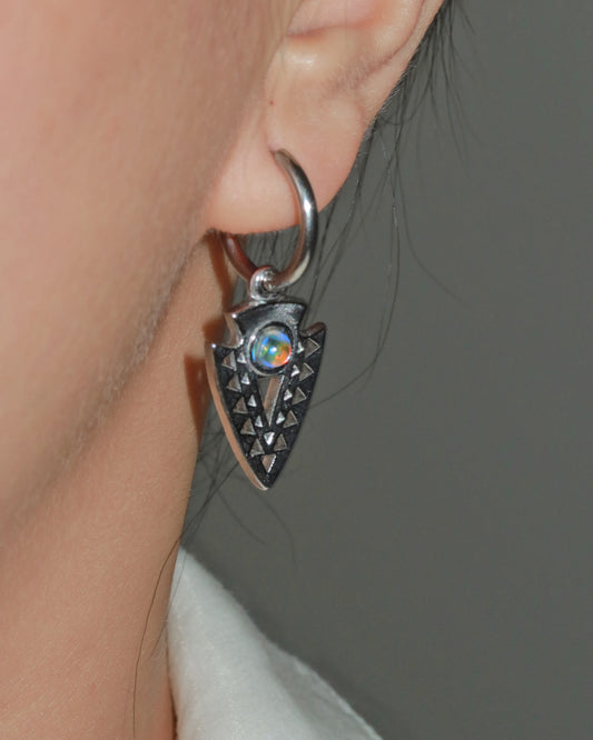 Nyra Tribal Arrowhead Silver Hoop Earrings