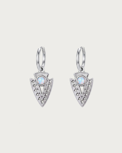 Nyra Tribal Arrowhead Silver Hoop Earrings