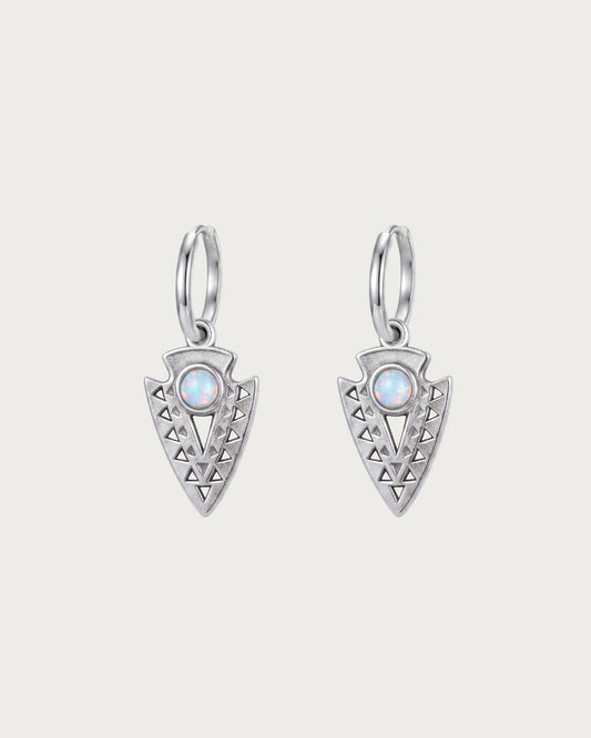 Nyra Tribal Arrowhead Silver Hoop Earrings