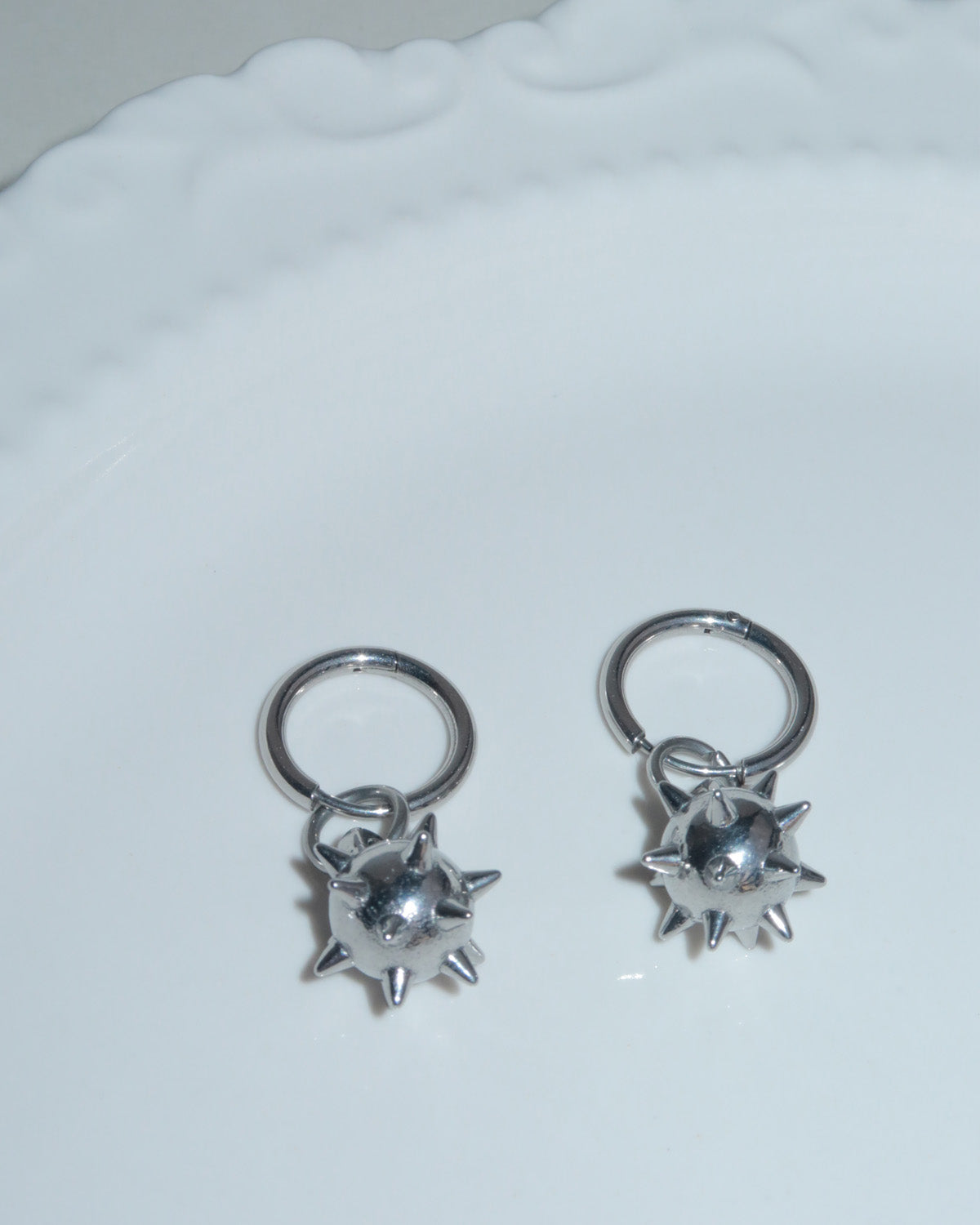 Veda Mace Charm Silver Drop Earrings