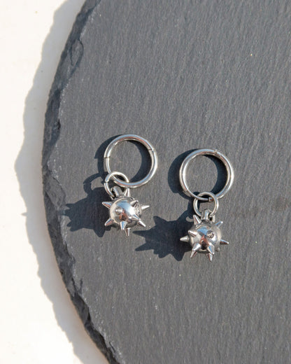 Veda Mace Charm Silver Drop Earrings