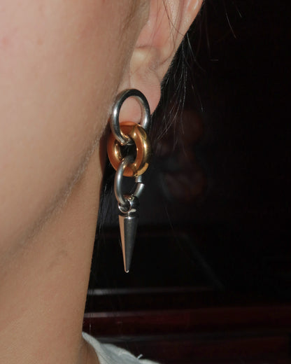 Rhea Dual-Tone Triple Loop Spike Drop Earrings