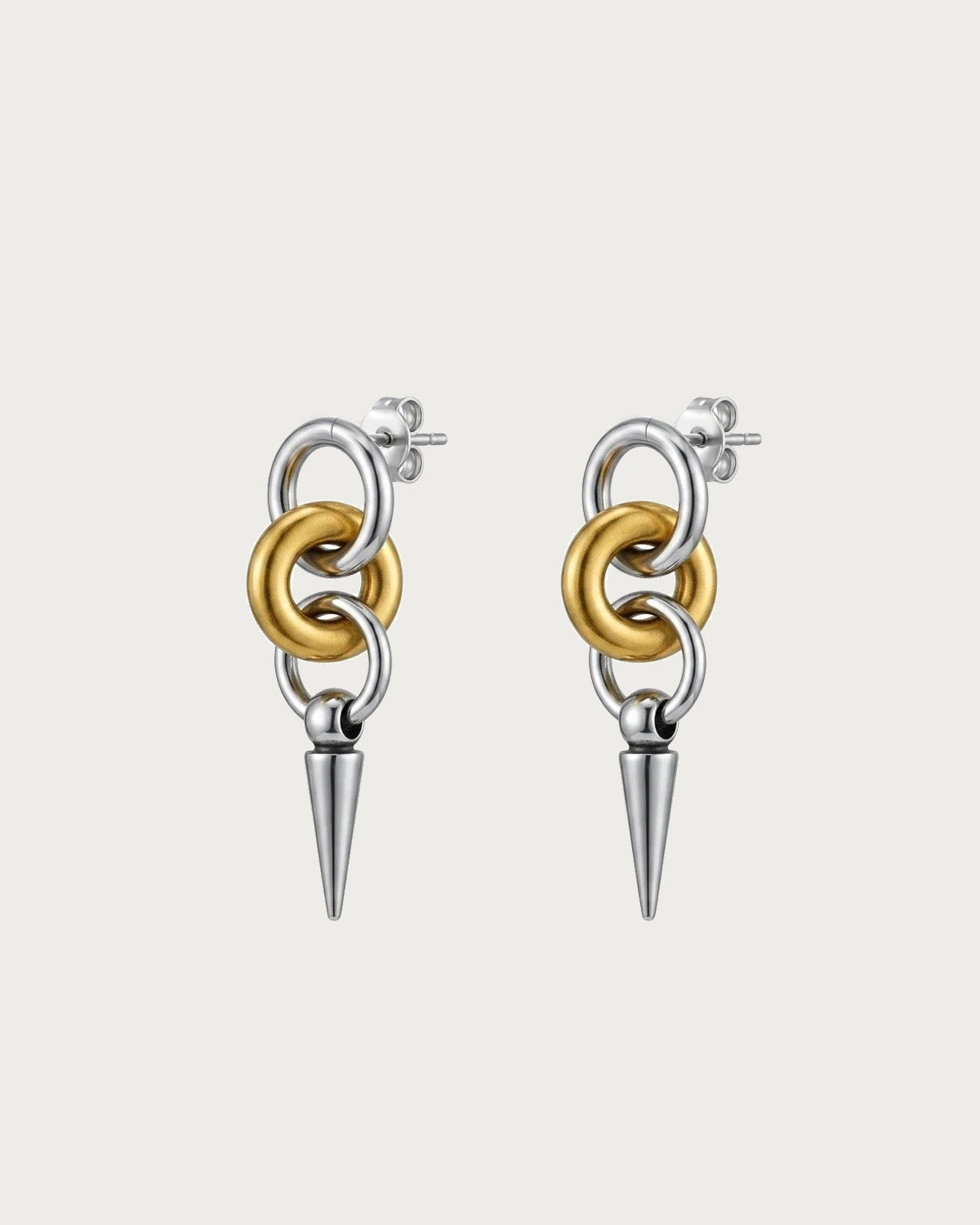 Rhea Triple Loop Spike Silver Drop Earrings