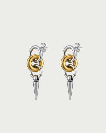 Rhea Triple Loop Spike Silver Drop Earrings