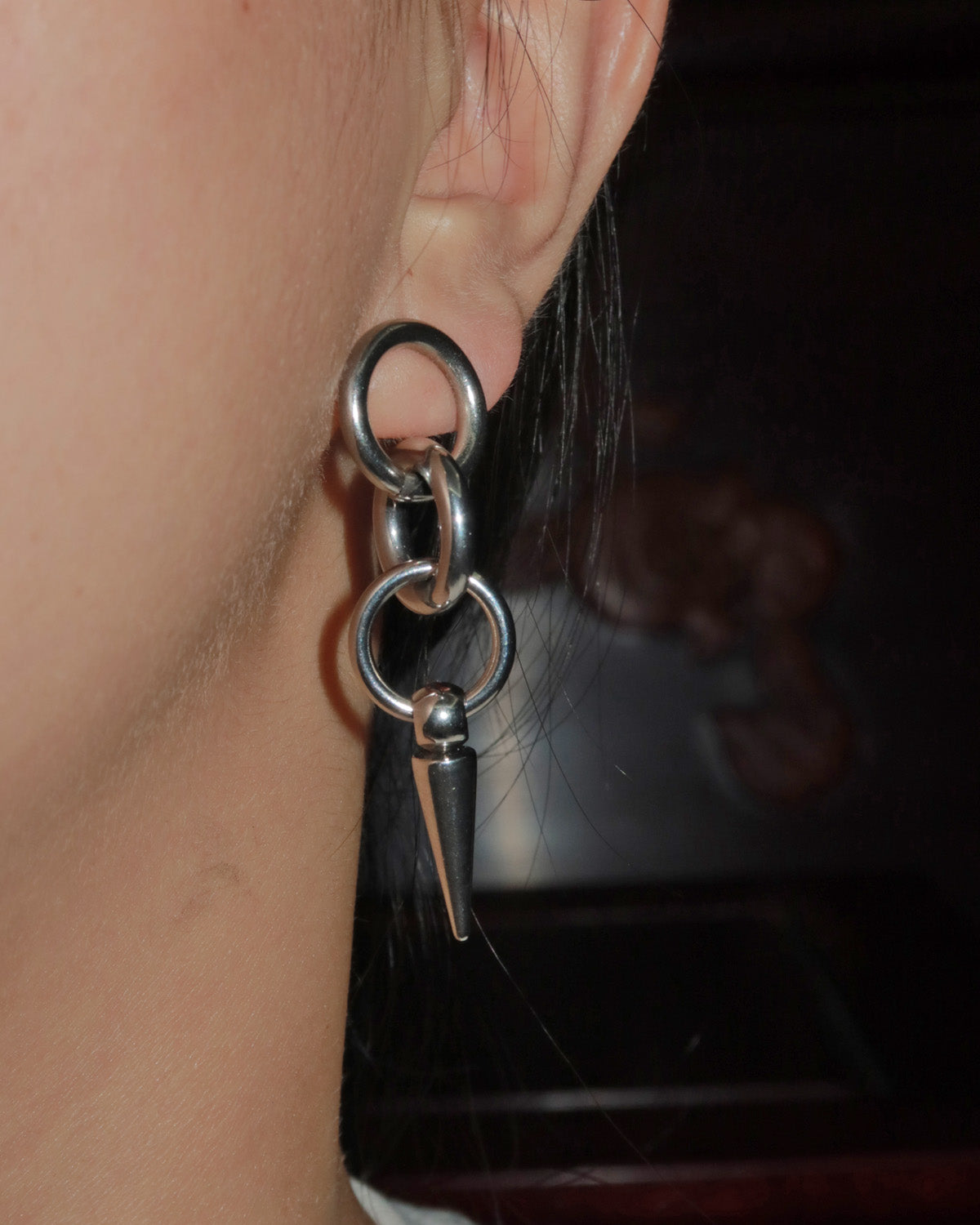 Rhea Triple Loop Spike Silver Drop Earrings