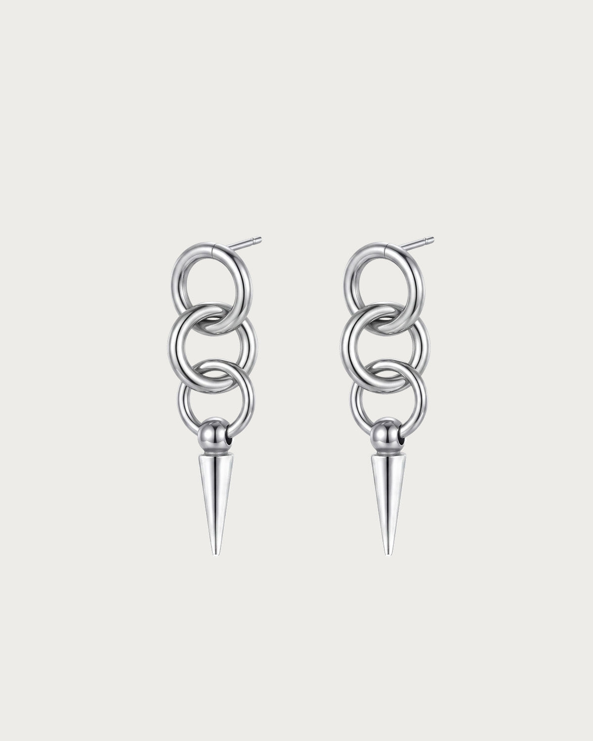 Rhea Triple Loop Spike Silver Drop Earrings