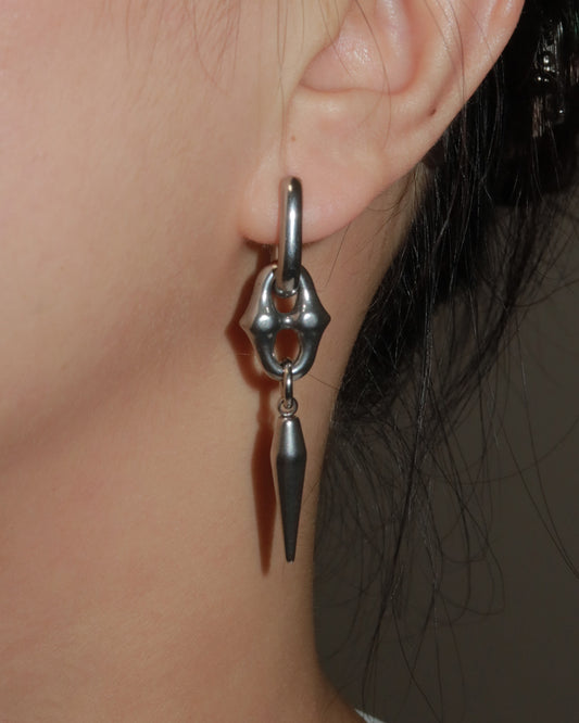 Nox Spiked Bone Silver Drop Earrings