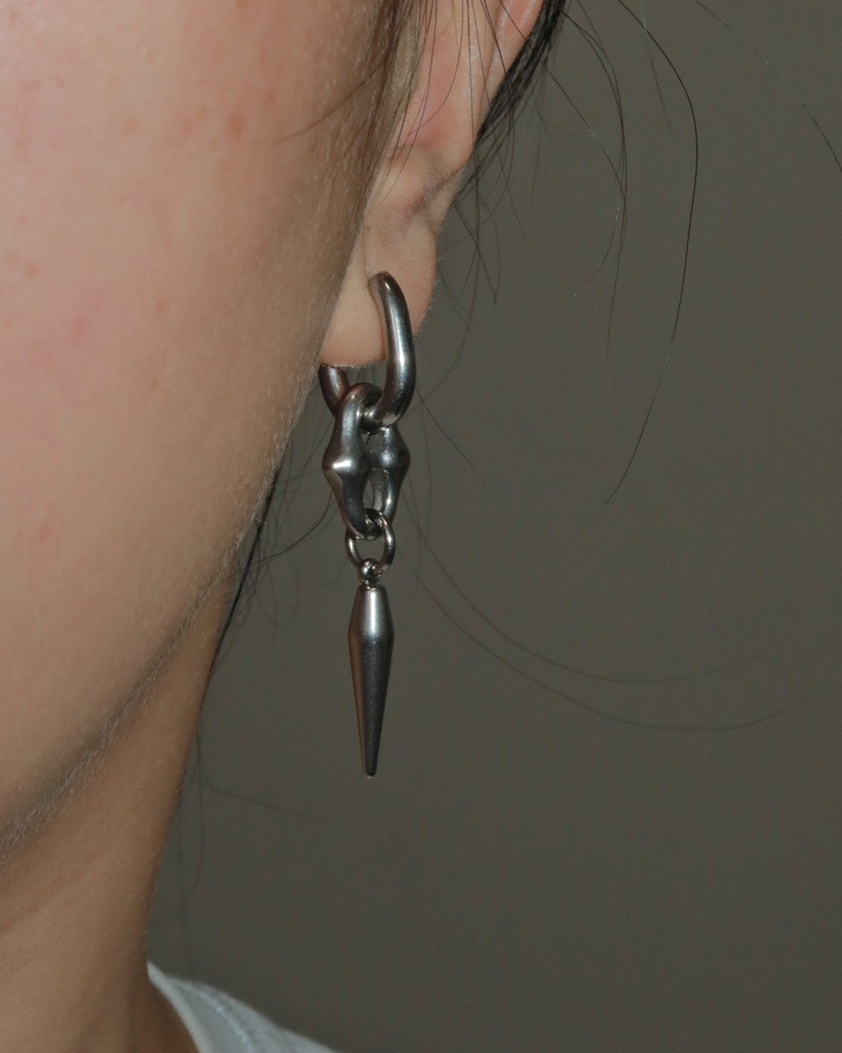 Nox Spiked Bone Silver Drop Earrings