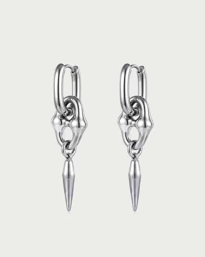 Nox Spiked Bone Silver Drop Earrings