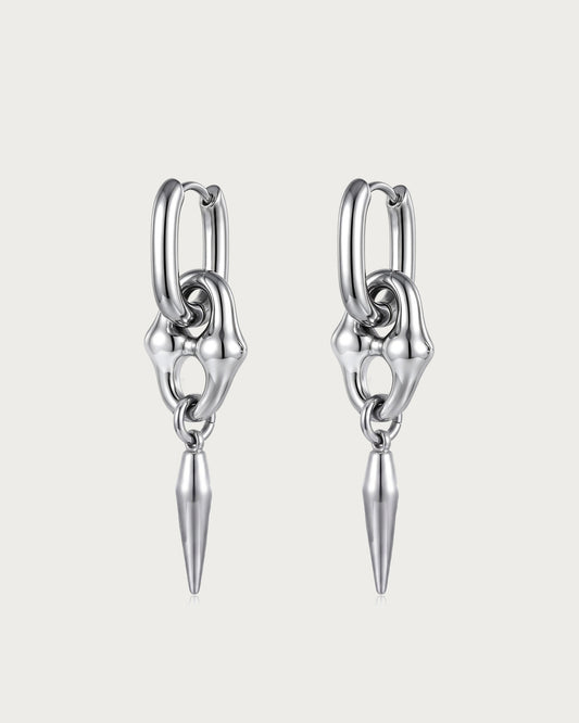 Nox Spiked Bone Silver Drop Earrings