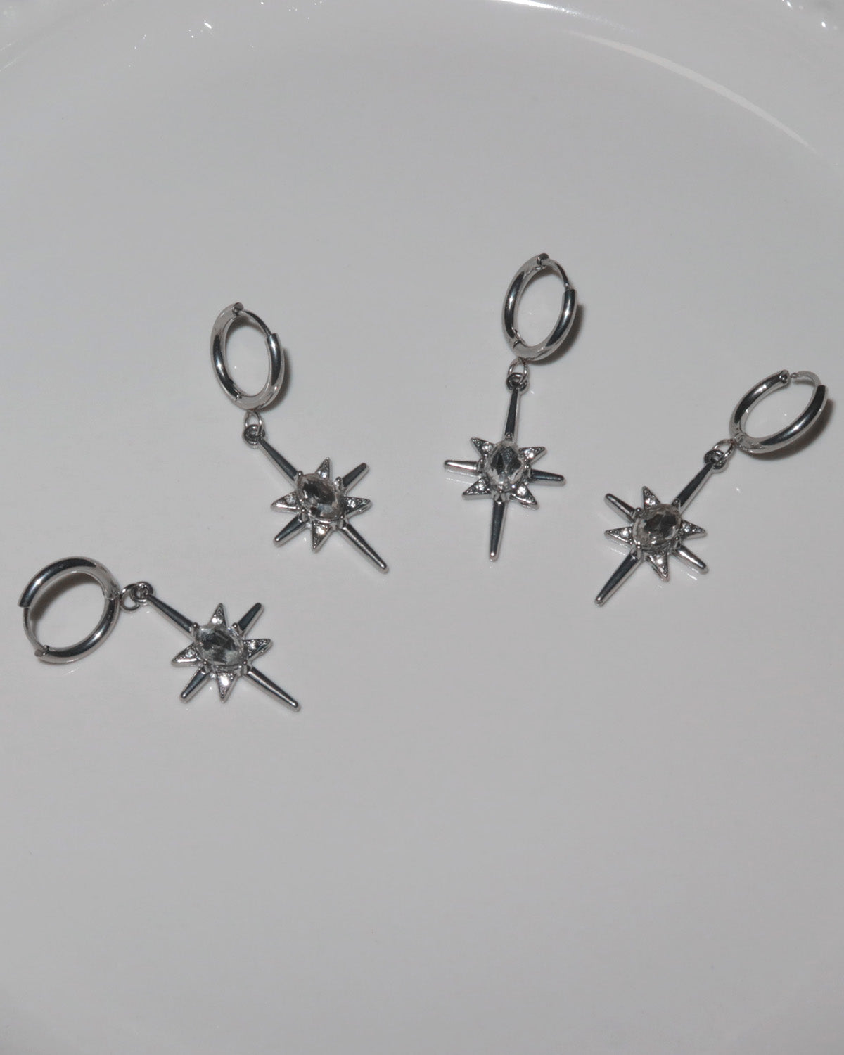 Estelle Celestial Starburst Charm Silver Earrings