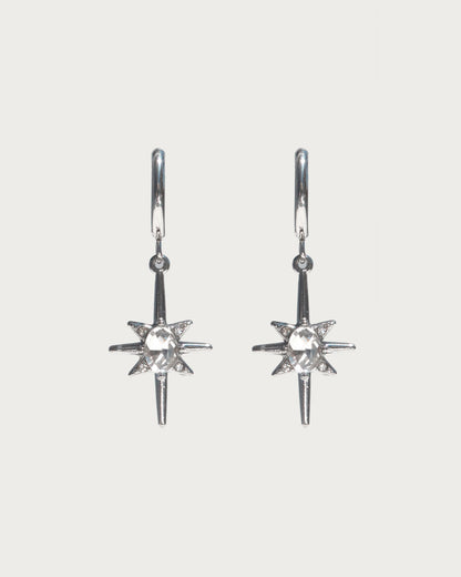 Estelle Celestial Starburst Charm Silver Earrings
