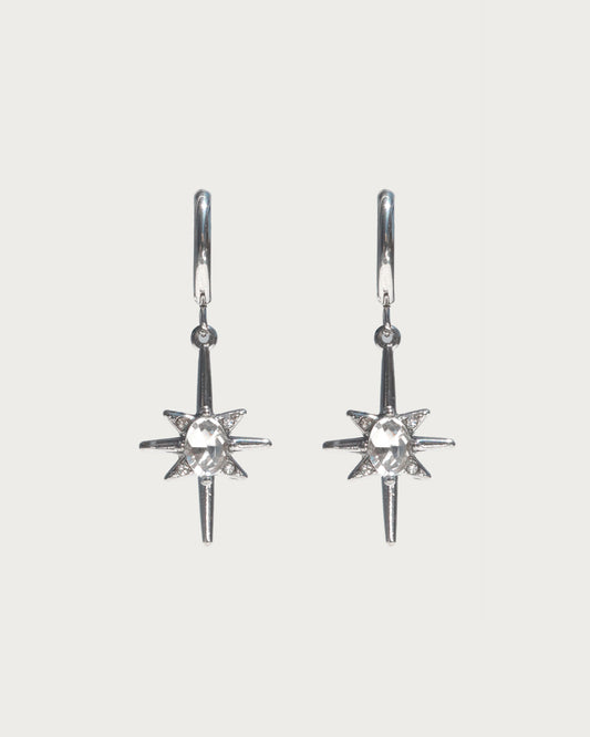 Estelle Celestial Starburst Charm Silver Earrings