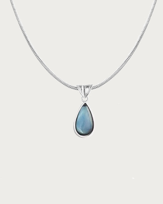 Waterdrop Blue Silver Pendant Necklace