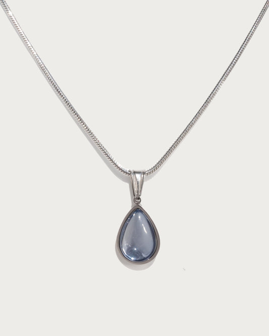 Waterdrop Blue Silver Pendant Necklace