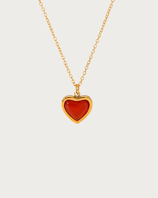 Red Heart Golden Pendant Necklace