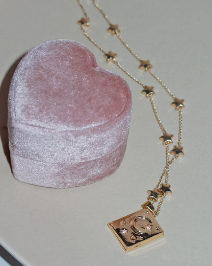 Daphne Soulmate Book Moon Locket Golden Pendant Necklace